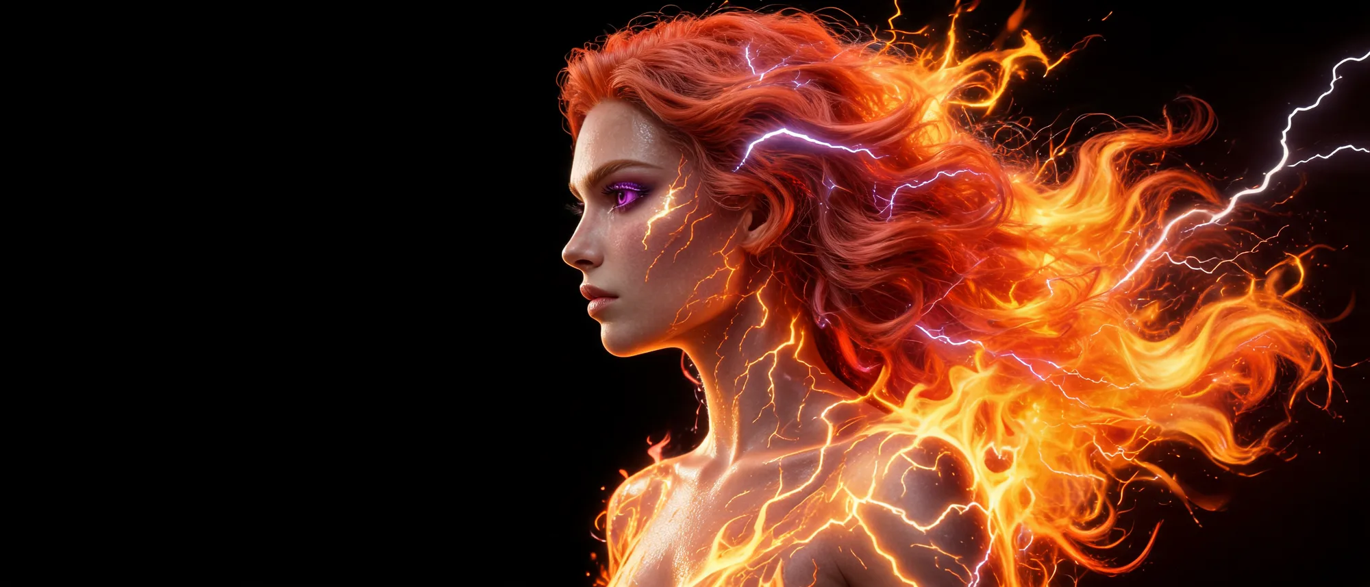 Tempest, wreathed in fire and lightning